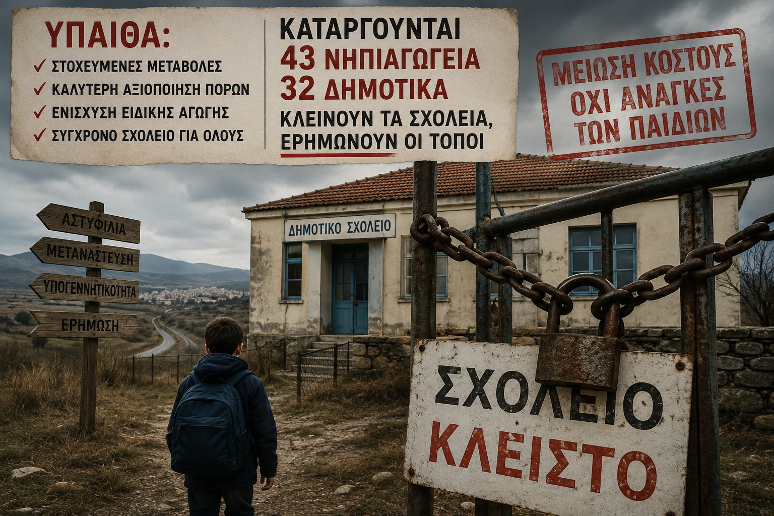 Συρρικνώνουν το σχολικό δίκτυο και το παρουσιάζουν ως μεταρρύθμιση!